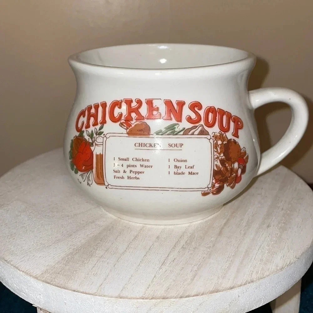 soup cup bowl Vintage chicken noodle soup handled 90s retro trendy